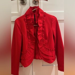 Red cropped jacket with frills